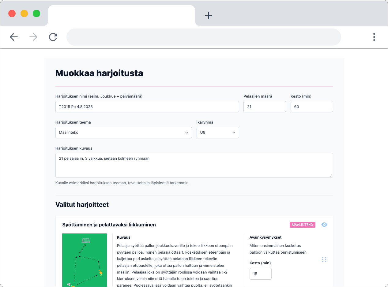 Avaa valmis esimerkkiharjoitus
